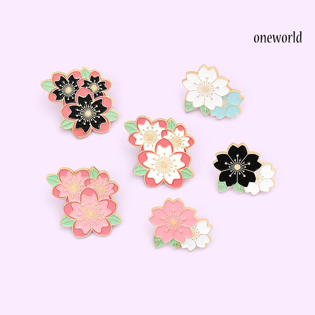 OW@ Cartoon Cherry Blossom Brooch Backpack Decorative Pin Collar Badge Accessories