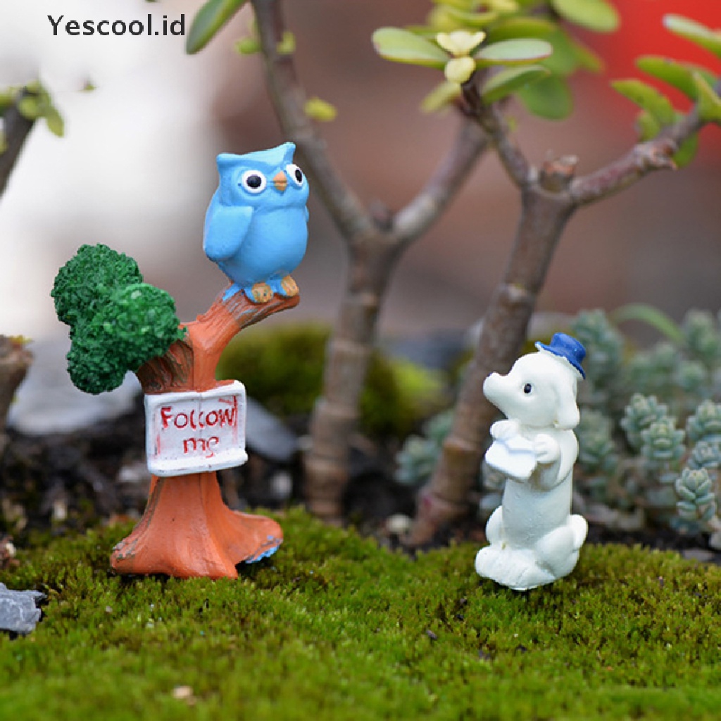 1 Pc Ornamen Miniatur Burung Hantu Bahan resin Untuk Taman bonsai