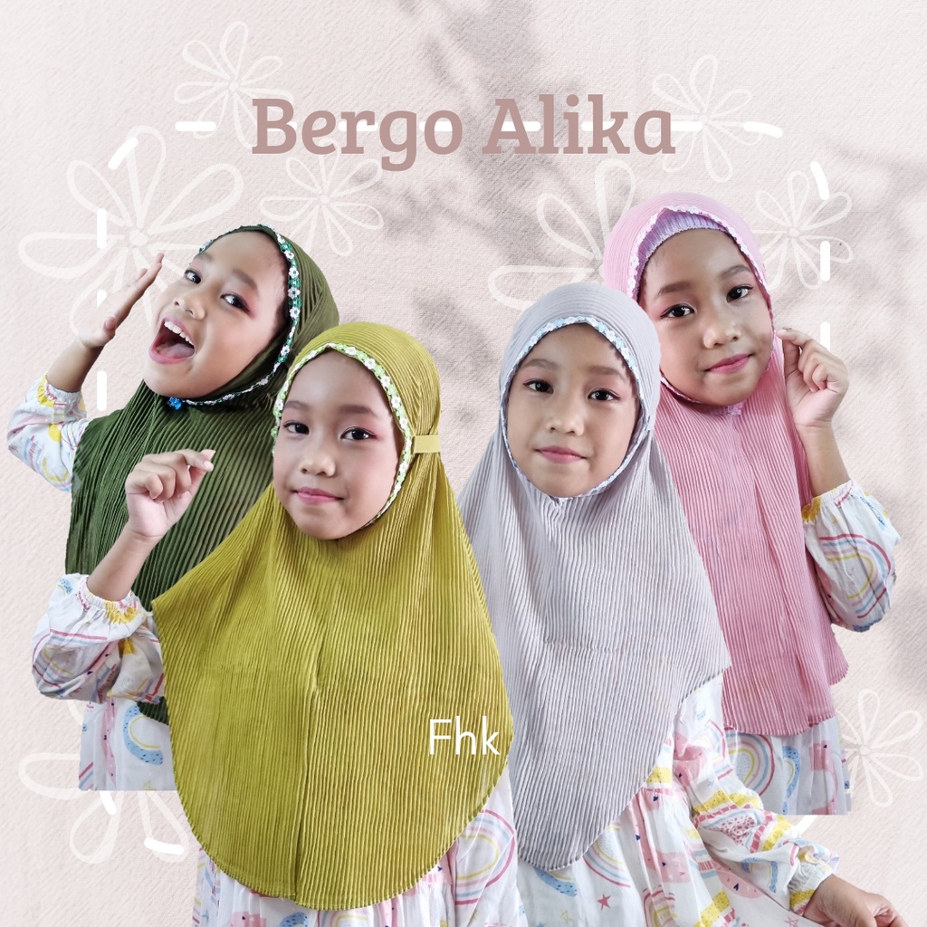 hijab anak bergo maryam tali plisket alika ceruty babydoll