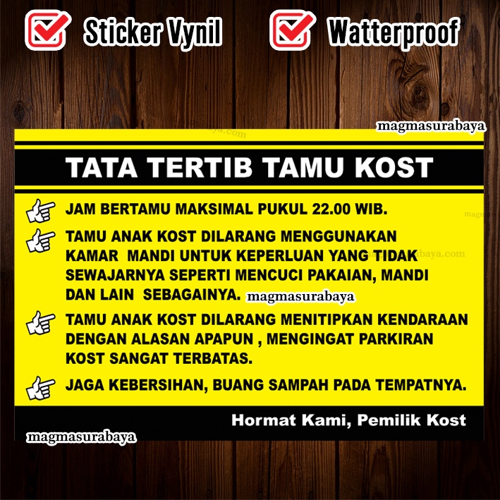 

Stiker Tata Tertib Tamu Kost