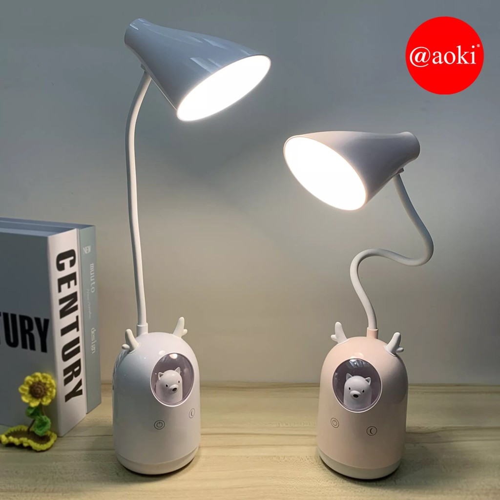 AOKI Lampu belajar bear rainbow tricolour sentuh 3warna ak 6105 Putih