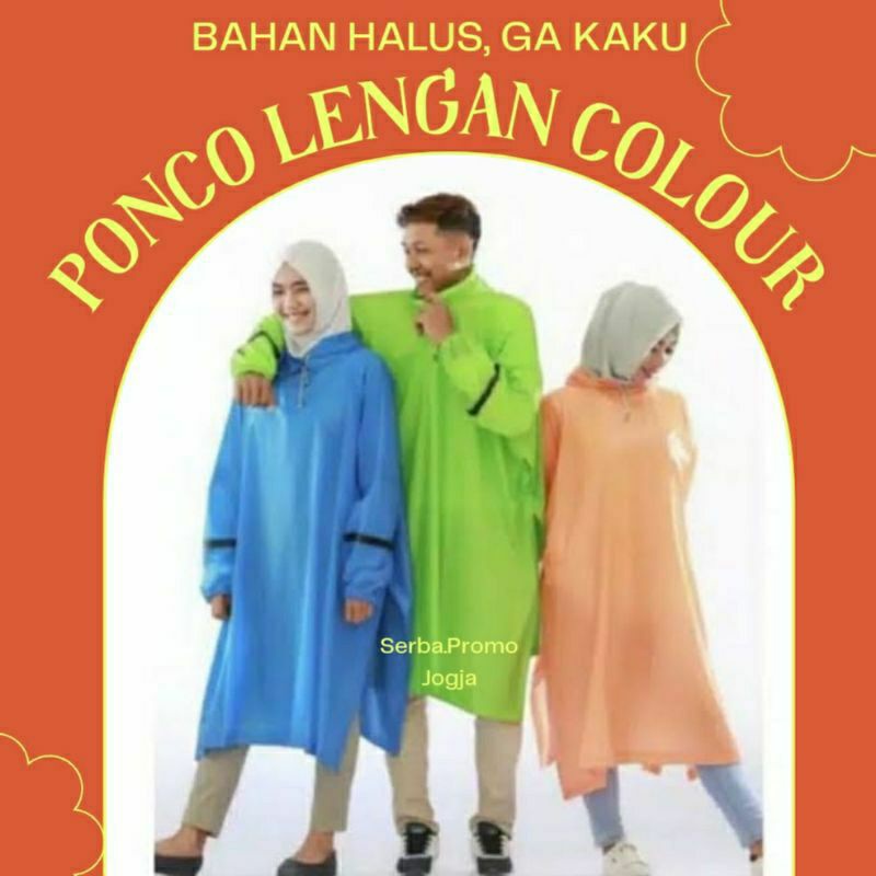 Jas Hujan Ponco Lengan Colour Skotlet - Jas Hujan Murah - Mantol Remaja