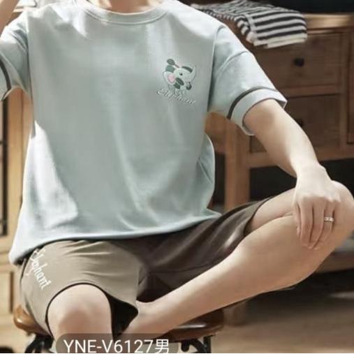 ☄ PIYAMA COWOK REMAJA IMPORT BAJU TIDUR PRIA KAOS SPANDEX SET CELANA - 1, L ●