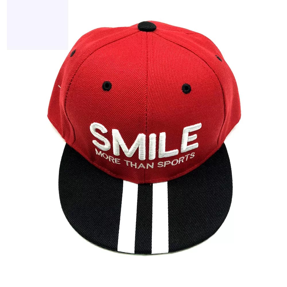 PHILEO | TOPI ANAK FASHION HAT BORDIR TULISAN SMILE MORE THAN SPORTS UNISEX SNAP BACK-SMILE SPORT-MERAH