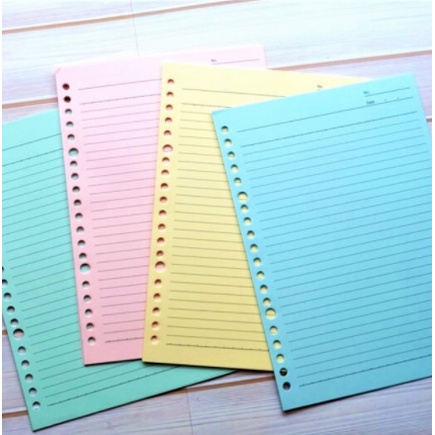 

LOOSE LEAF A5 WARNA WARNI PASTEL GRID DOT PLAIN GARIS 100 GRAM GSM JOYKO 50 SHEETS ISI BINDER REFILL KOTAK TITIK POLOS