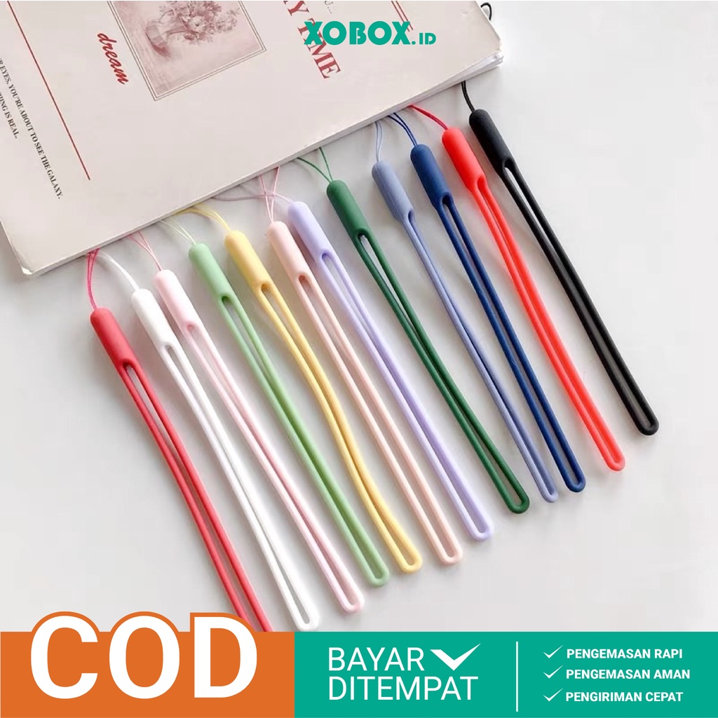 Tali Gantungan Pendek Bahan Silikon Macaron Tali Lanyard HP AH034 - XOBOX