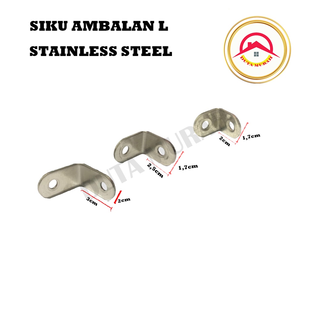 Bracket Siku Ambalan L/ Siku L 1.6cm x 2.5cm x 2.5cm / 3 cm x 3 cm / 2 cm x 2 cm, FREE SKRUP