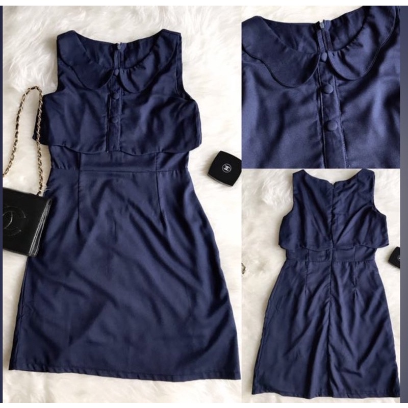 Navy scallop collar dress