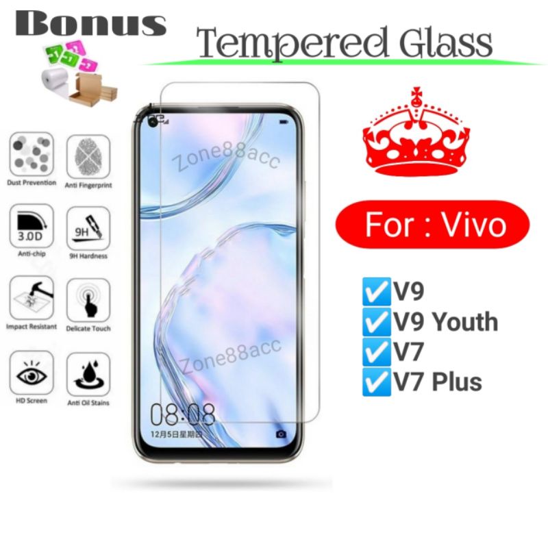 Antigores Tempered Glass Screen Guard protector Vivo V9 V9youth V7 V7Plus Youth Plus TG Bening Antiblue Spy Blue light Full Garskin Lensa Lens Pelindung Layar 9D