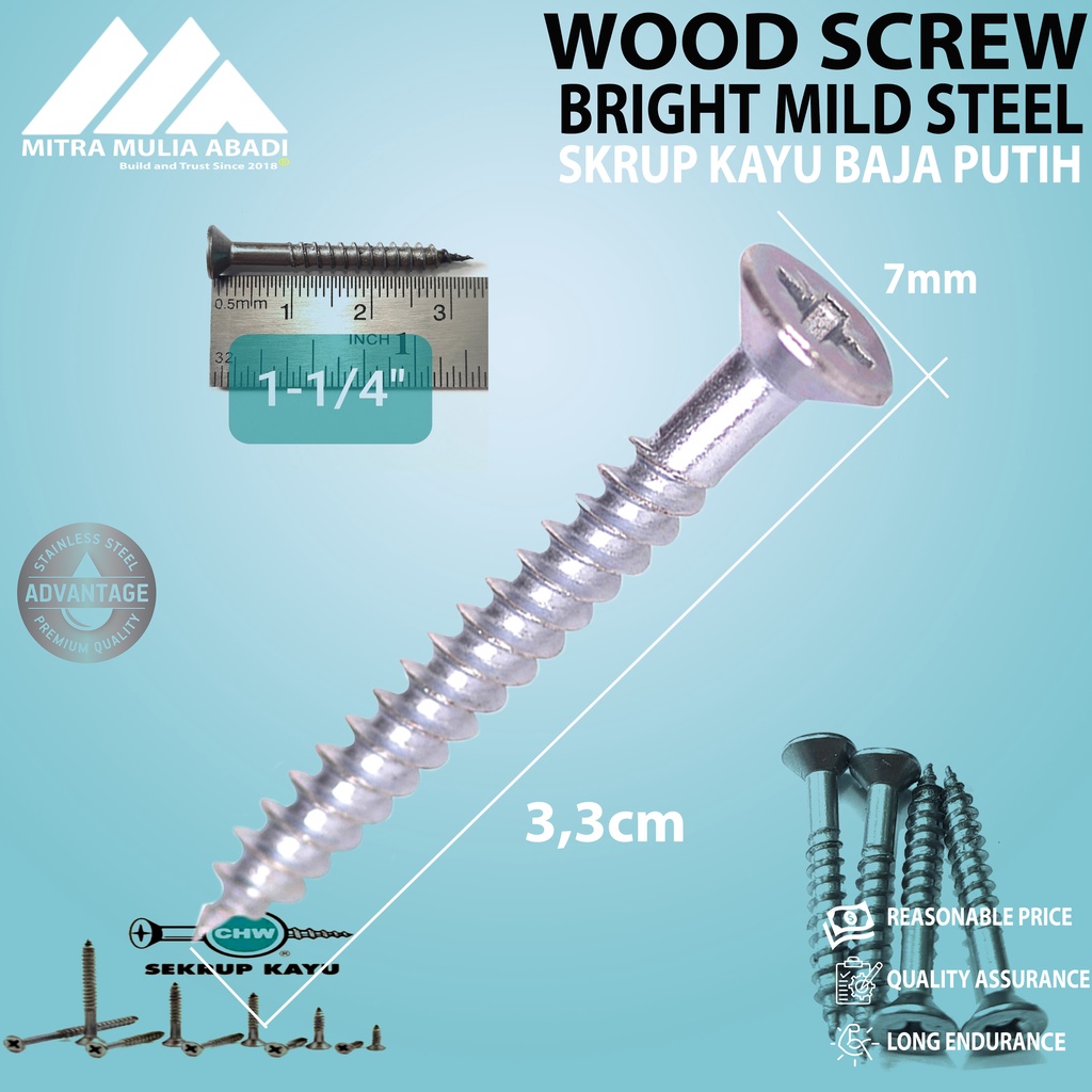 Sekrup Kayu CHW 1-1/4 inch x 7 / Skrup Wood Screw (A167)