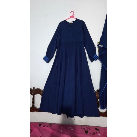 ORI DNA Gamis Set Khimar Humaira M, Navy_PRELOVED