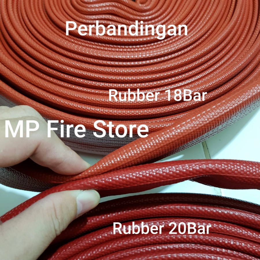 Fire Rubber Hose Karet 1.5 x 30 M Selang Pemadam 1,5 30m Coupling