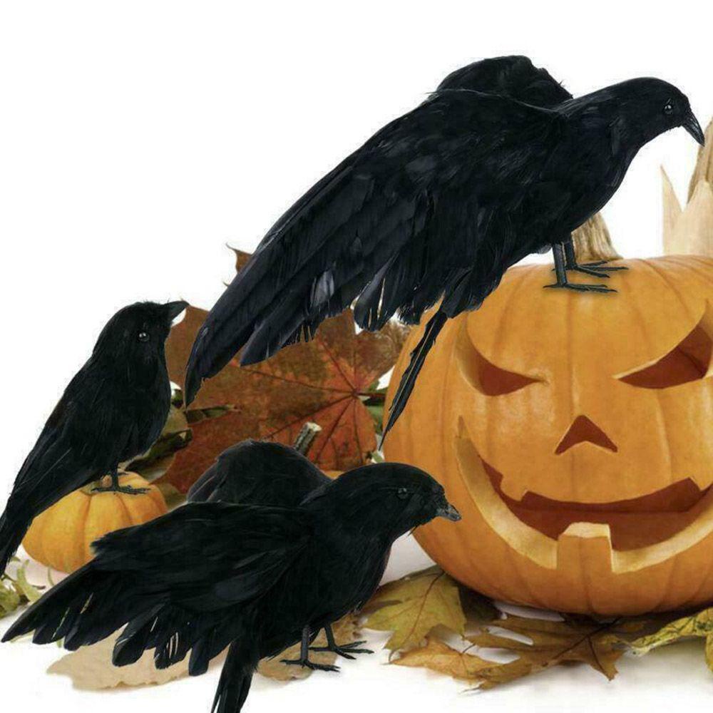 Solighter Halloween Simulasi Hewan Ornamen Dekoratif Props Crow