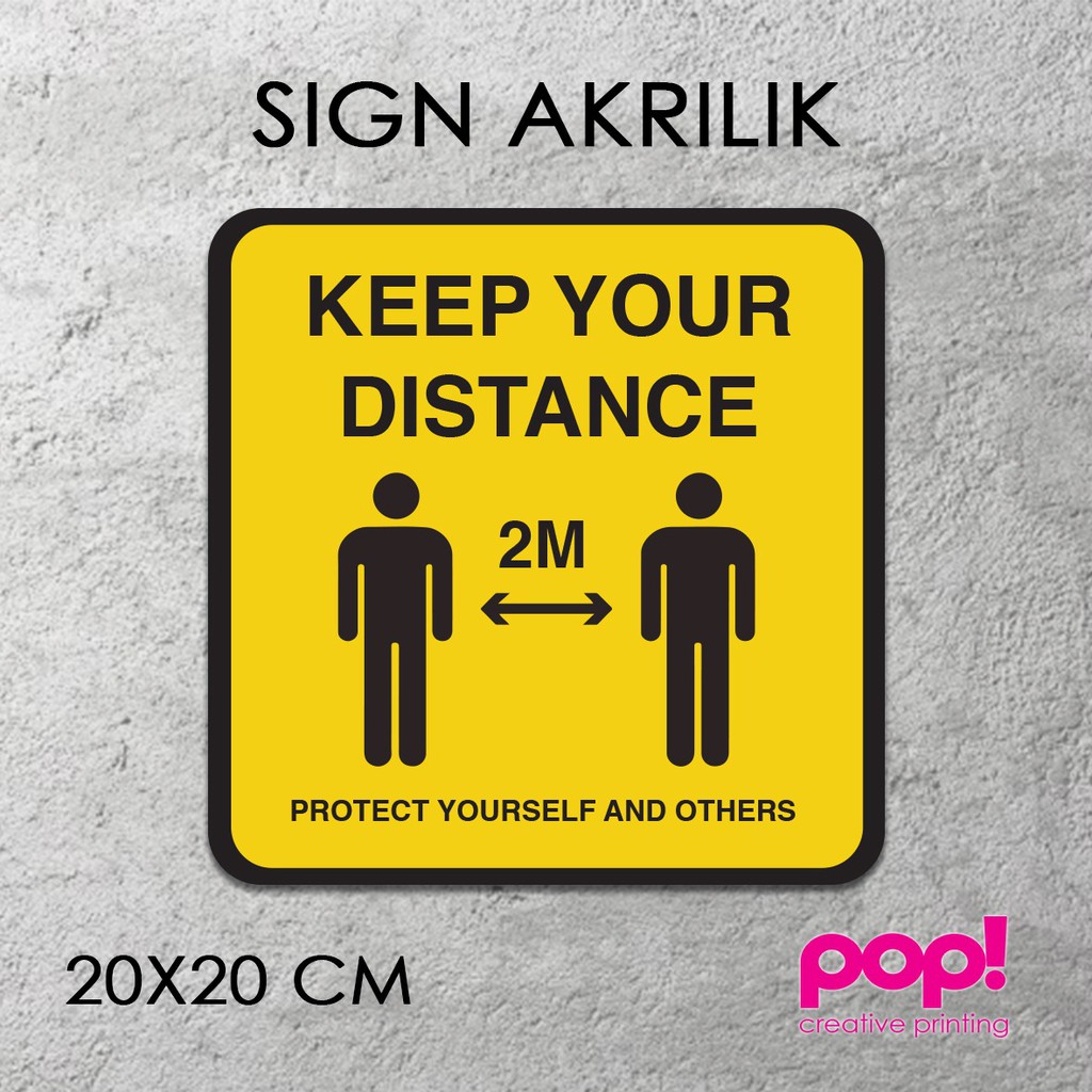 sign akrilik tulisan jaga jarak aman social distancing 