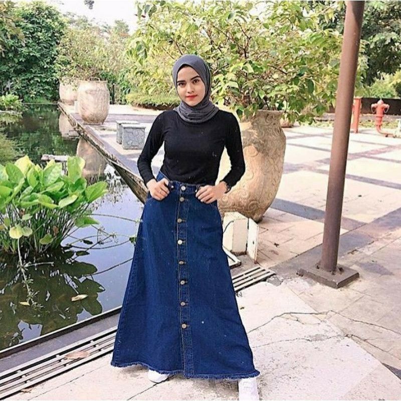 DZ GALLERY - (COD) ROK JEANS BUTTON SKIRT / ROK JEANS RAWIS/ ROK JEANS WANITA