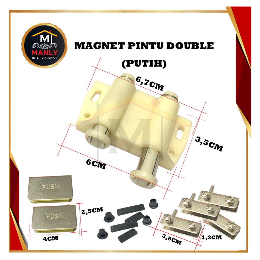 Magnet Pintu Kaca / Engsel Jepit Kaca / Singel &amp; Double Push Open, Isi 1 Set