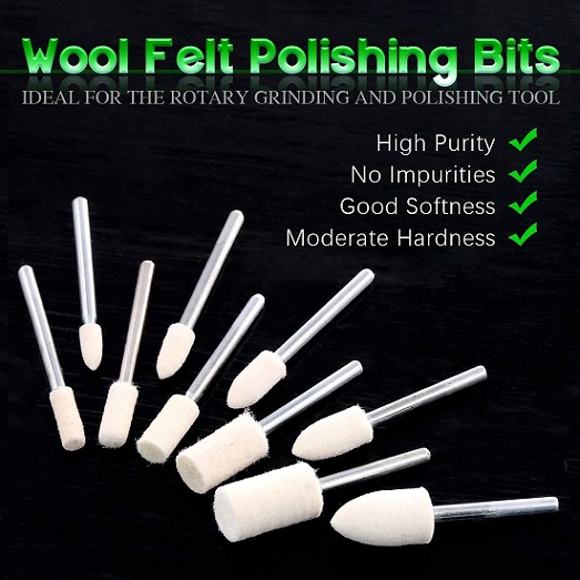 10 Pcs Mata Poles Wool Polisher Polishing Buffing Grinding Head Dremel Rotary Tuner Mini Grinder