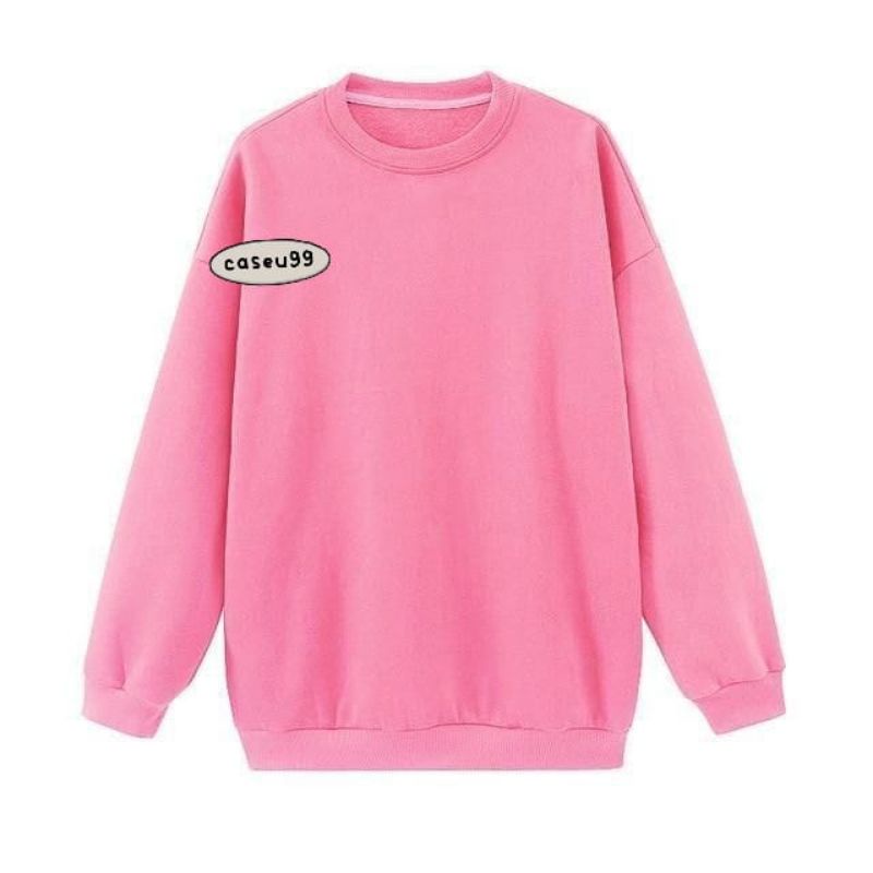 sweater basic polos pink grey Harajuku// crewneck sweetshirt wanita pria perempuan laki cewe cowo unisex bahan fleece// sweater distro viral// Women Man Sweatshirts Loose Oversize Pullover