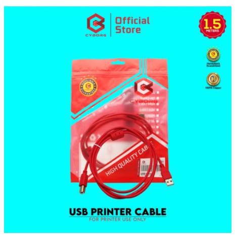 Cable Usb-A 2.0 to Usb-B printer cyborg 1.5 meter gold 480Mbps ic booster - kabel usb2.0 Am-Bm 1.5m