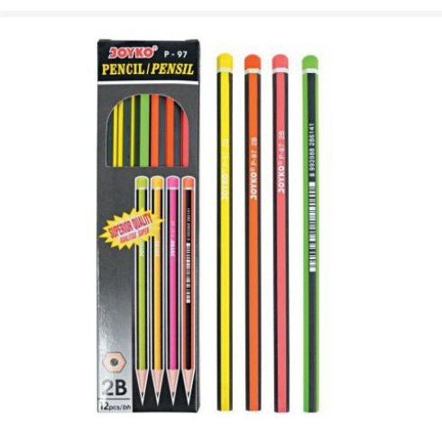 [SEKOLAH] - Pensil 2B Joyko P-97 Aneka Warna - 1 BOX - 12 pcs