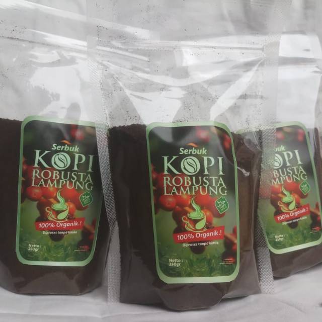 

Kopi Robusta dan Robinson Asli Lampung tersedi Sangrai Bubuk