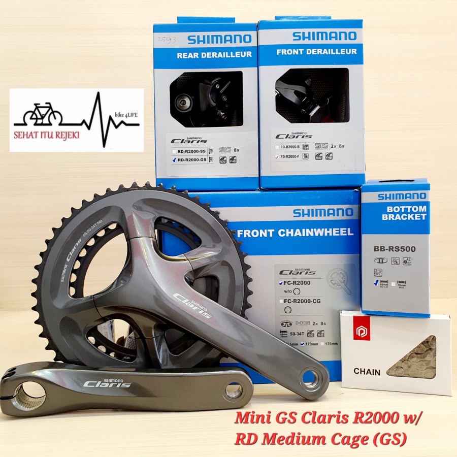 MINI GROUPSET SHIMANO CLARIS R2000 2x8 SPEED 50-34T GRUPSET GROUP SET