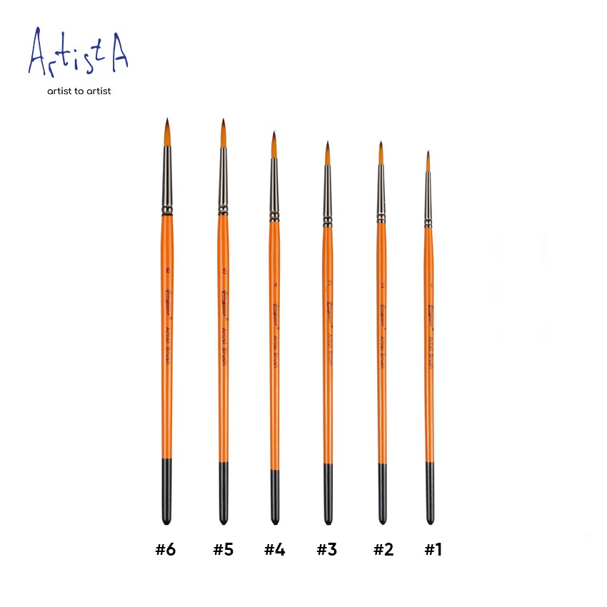 

Artisttoartist Art Brush Round No. 1/ 2/ 3 / 4 / 5 / 6 Kuas Lukis cat air akrilik tinta