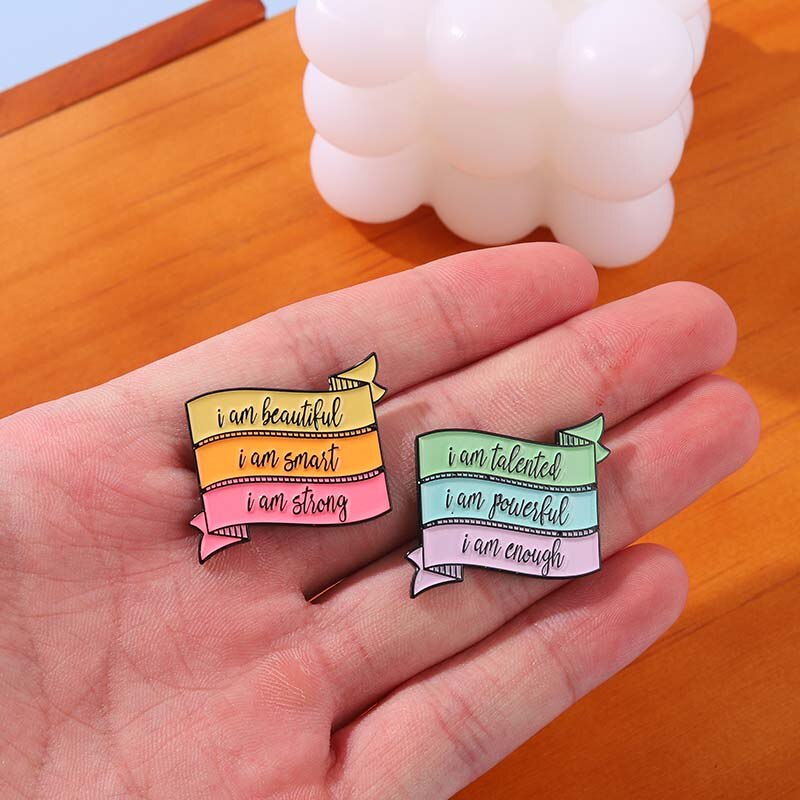 Fun Quotes Enamel Pins Custom Choose I Am Beautiful Brooches Dialog Badge Denim Shirt Lapel Pin Bag Jewelry Gift