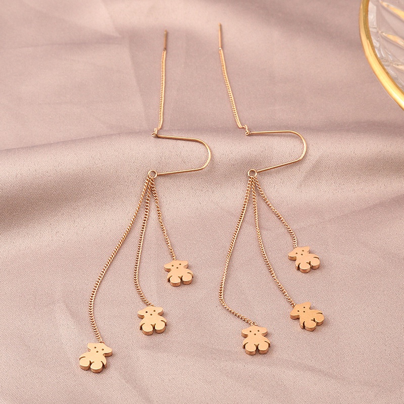 Anting gantung tiga bear korea fashion titanium anti karat - ercassia
