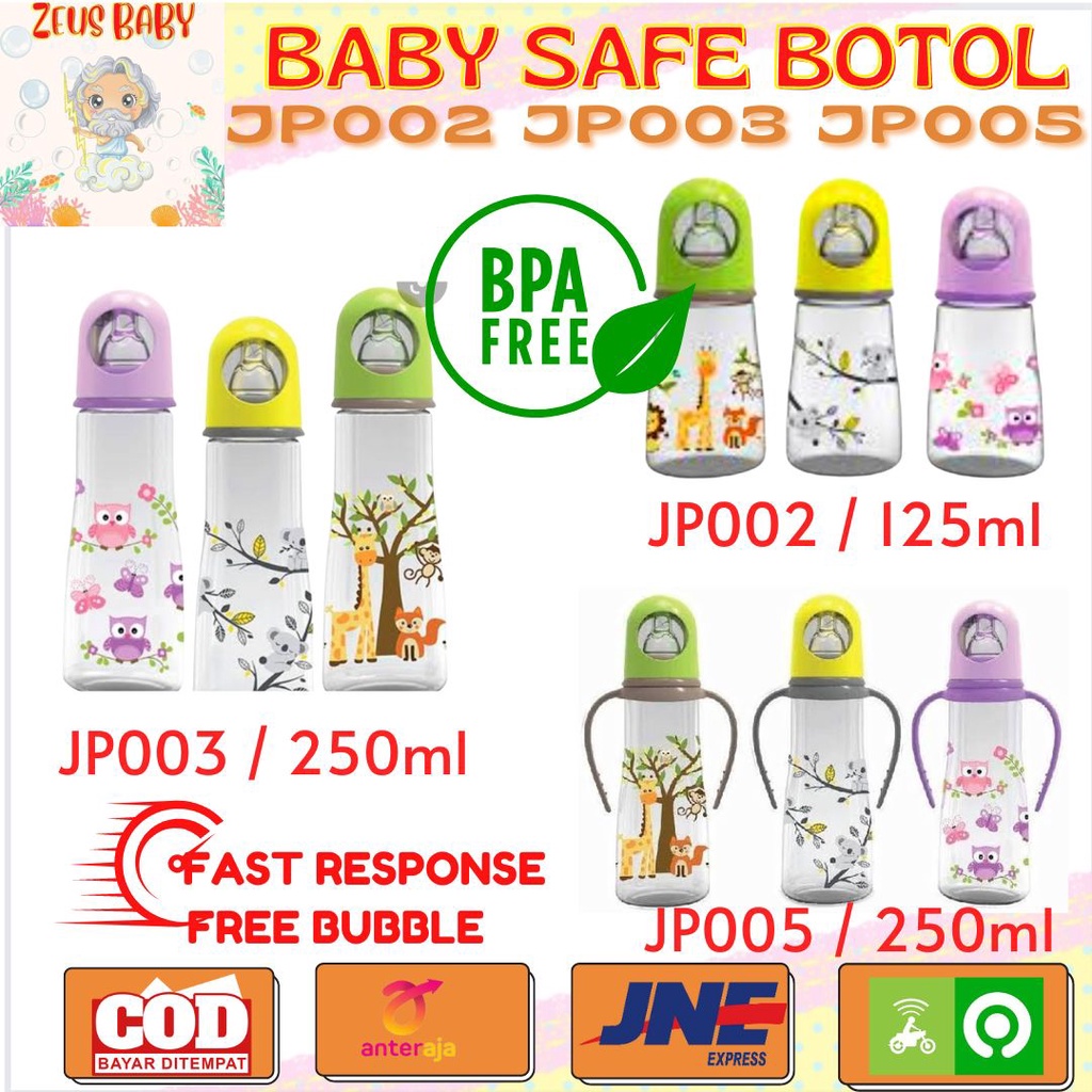 Baby Safe botol susu JP002 JP003 JP005 gagang Feeding Bottle 125ml / 250ml - zeus