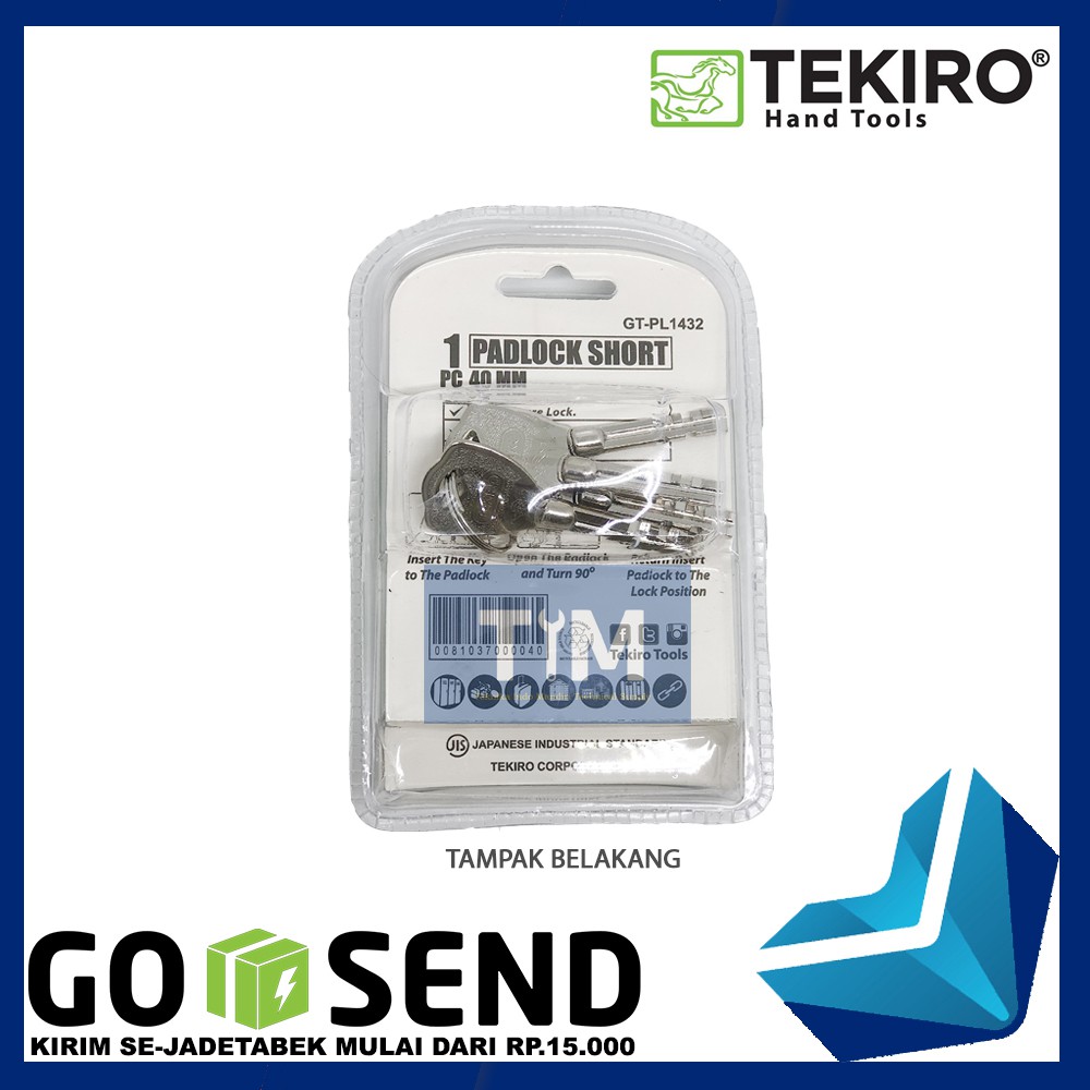 TEKIRO Gembok Leher Pendek 40 MM Tipe Kotak