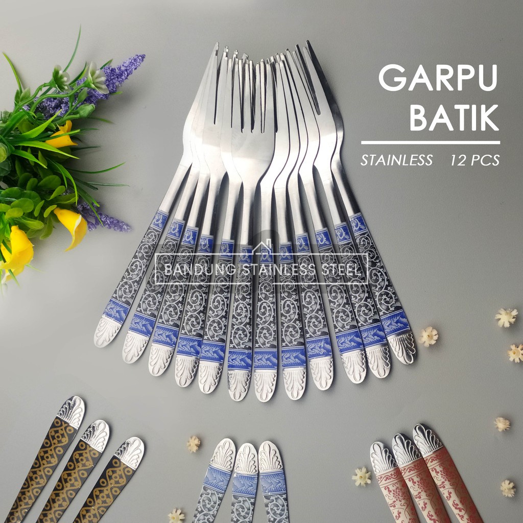 murah 12 pcs sendok Batik garpu batik stainless steel / Sendok Tipis sendok makan