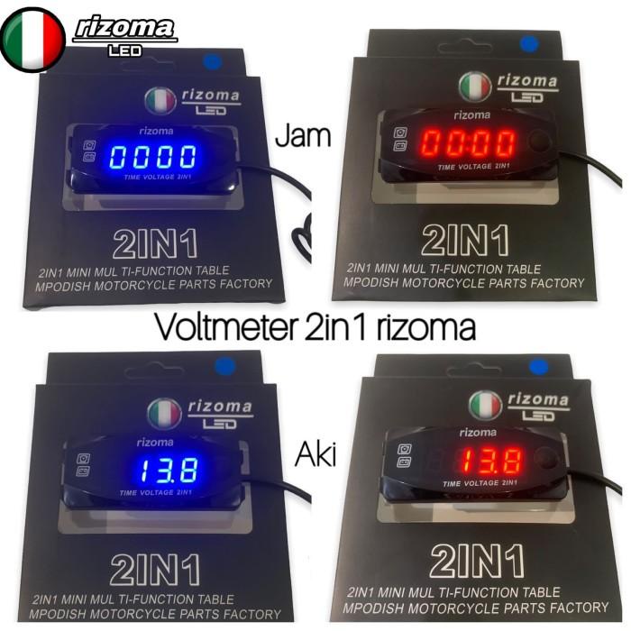 Lampu Voltmeter Aki Rizoma Volt Meter Digital Dan Jam Waterproof Universal