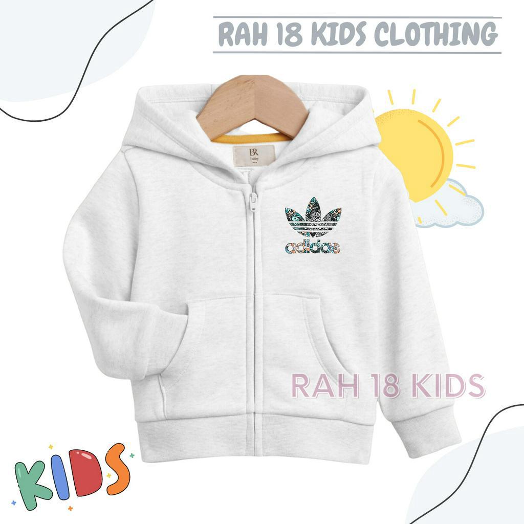 jaket anak perempuan laki laki model zipper adidas umur 1 2 3 4 5 6 7 8 9 10 11 12 /sweater hoodie a