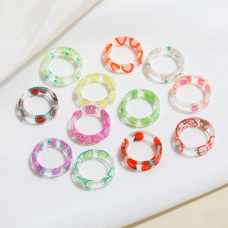 Ins Retro Candy Color Acrylic Resin Rings