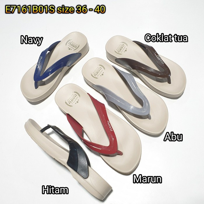 LUOFU ORIGINAL jelly sandal karet empuk murah wanita jepit sendal cewek japit import E7161B01S