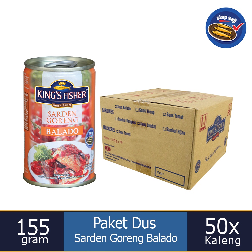 

KtmStore Paket 1 dus 50pc King's Fisher Sarden goreng balado Makanan Kaleng 155