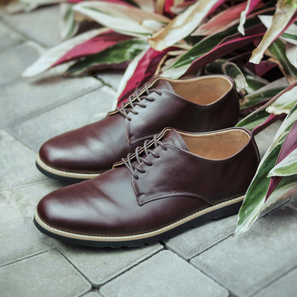 KUTA BROWN |FORIND x Kenzio| Sepatu Kulit Vintage Klasik Casual Pria Cowok Derby Original Footwear