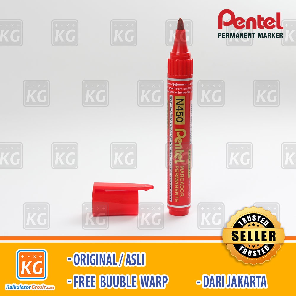 Permanent Marker Pentel N450 Asli Jepang Refillable Spidol Permanen Pentel