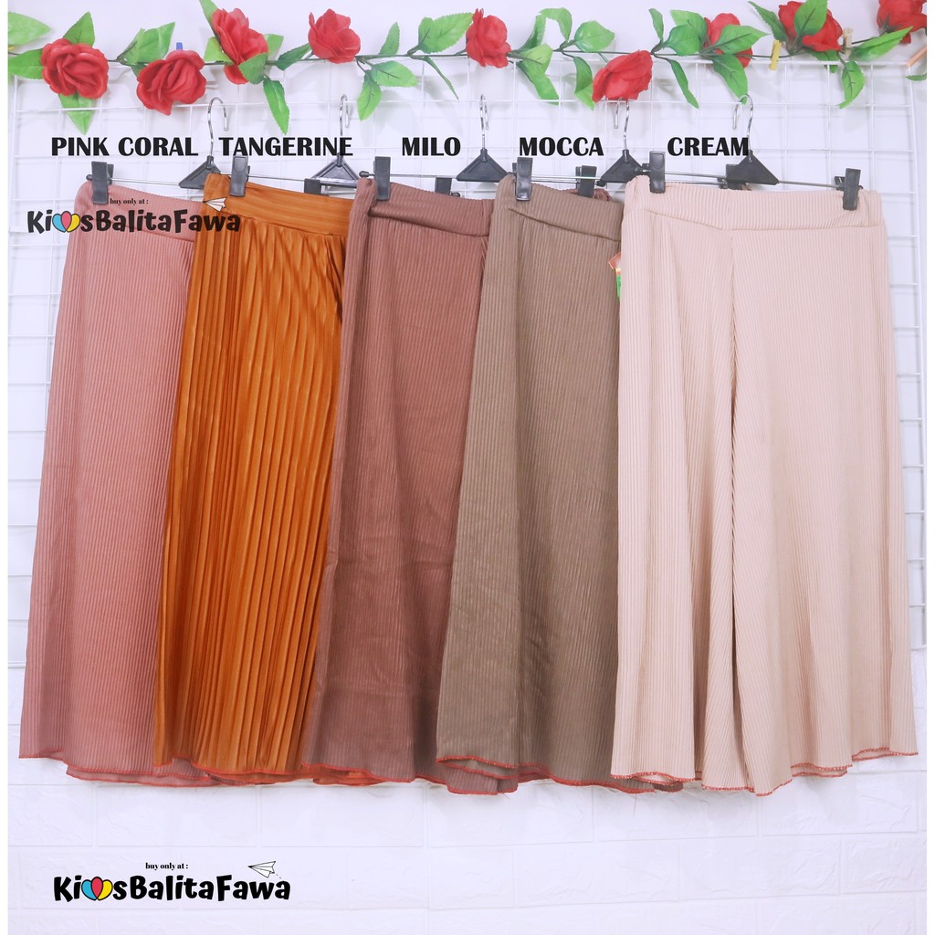 Kulot PLISKET Wanita fit to L / Kulot Panjang 7per8 Cullotes Pants Celana Polos Adem Bawahan