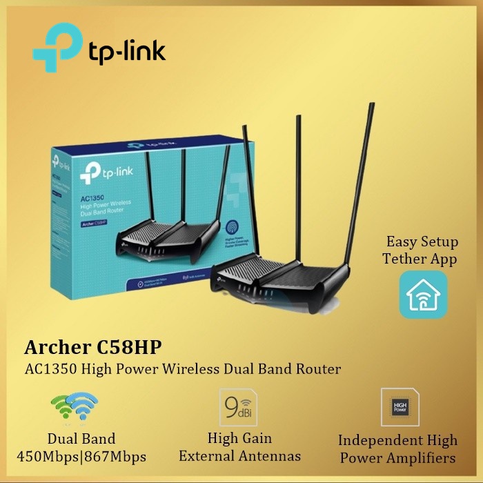 TP Link Archer C58HP WiFi AC1350 High Power Wireless Dual Band Router