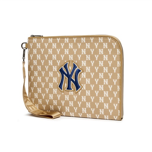 MLB NY Yankees Monogram Jacquard Small Digital Pouch Beige (29.5 x 23)