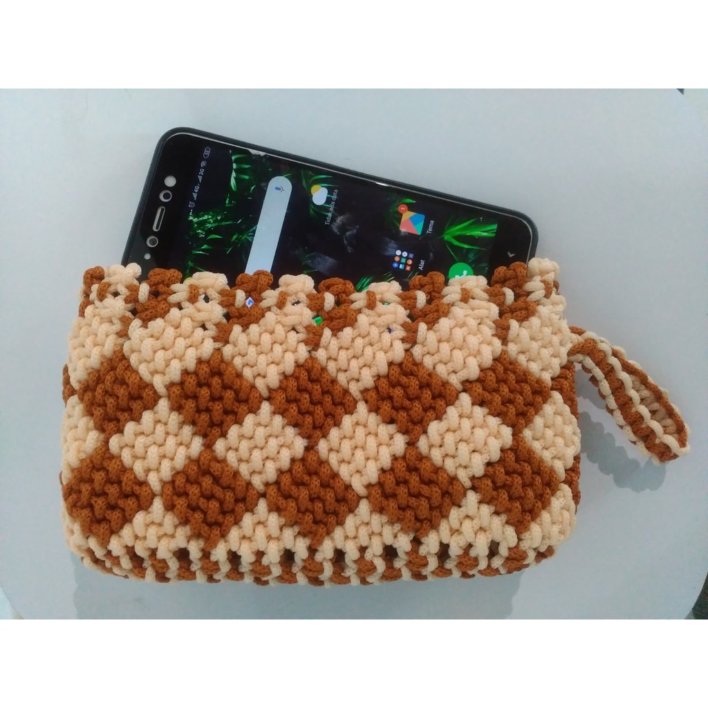 Dompet Anyam/ Dompet Rajut Tali Kur Sebaguna/ Dompet Handmade/ Motif Kotak/ Bebas Pilih Warna