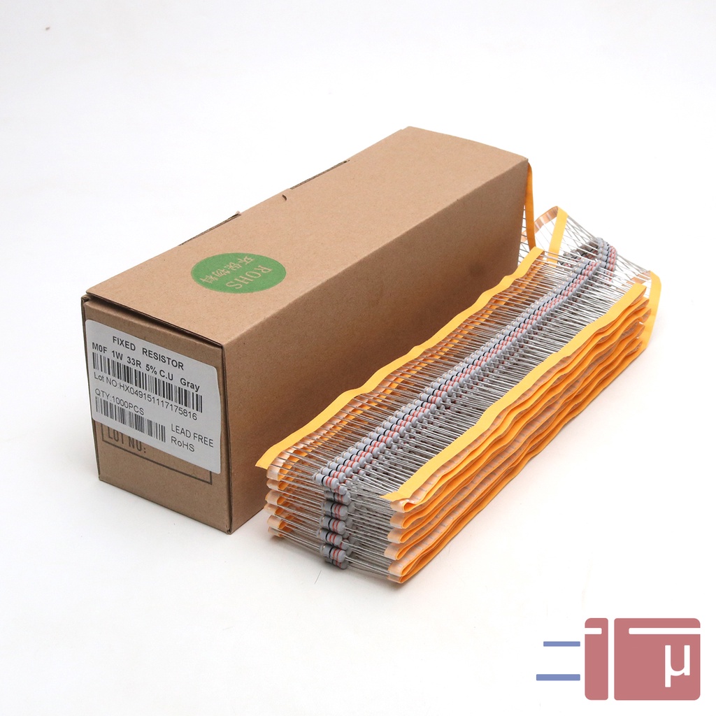 x10 Resistor 33R 33 Ohm 1W Metal Oxide 5% Taiwan Kaki Tembaga