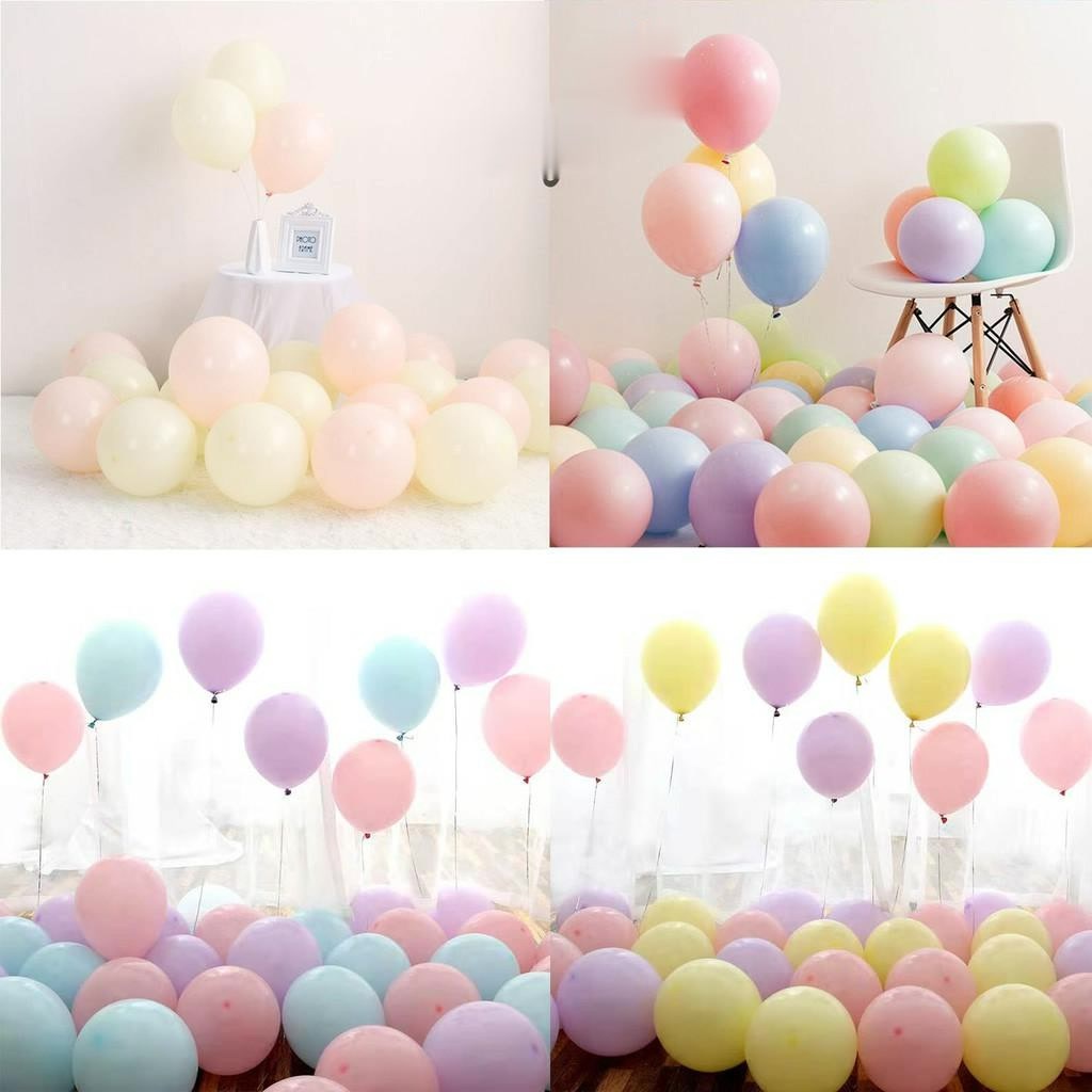Paket Balon Ulang tahun Latex Pastel Mix Warna Biru Ungu Pink Ungu Kuning isi 30pcs