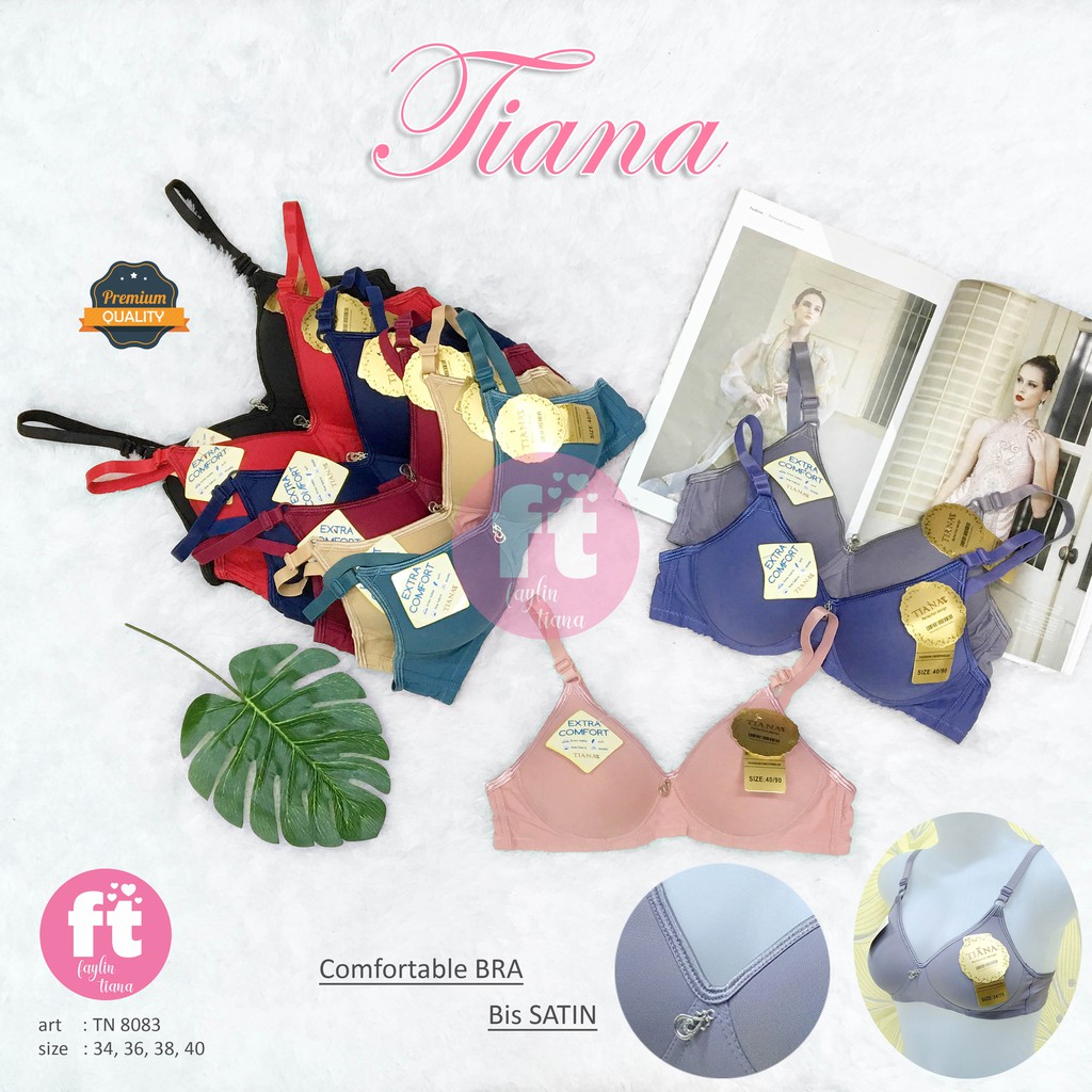 TIANA | BRA Polos Cup B TANPA KAWAT / BH Cup B Polos / Kombinasi Satin / art TN 8083