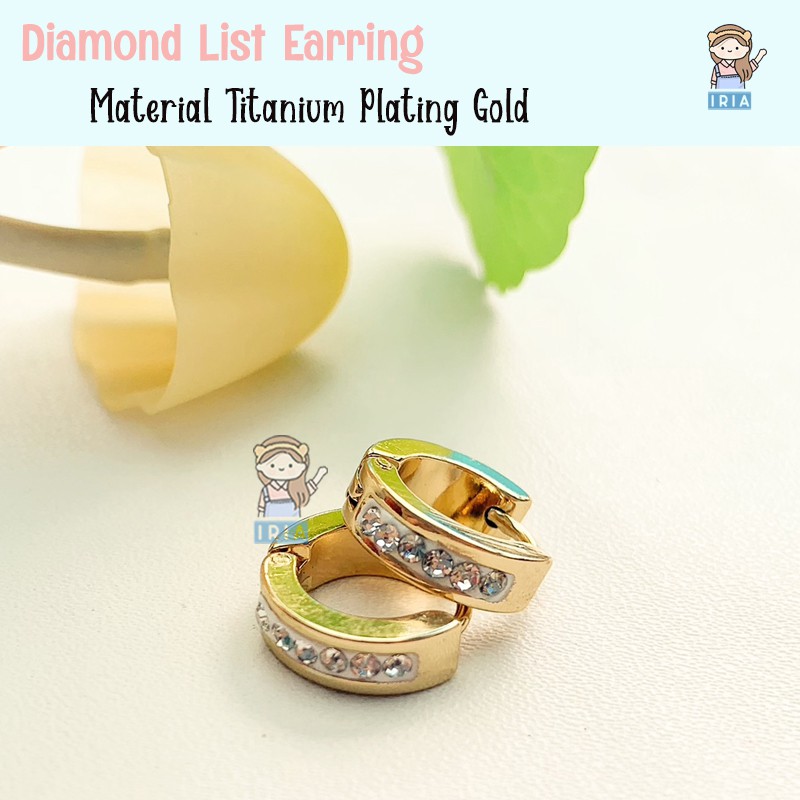 Anting Giwang Diamond Gold Titanium