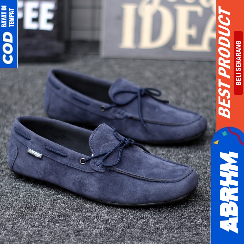 Sepatu Slip On Casual Santai Slop Kerja Anti Slip Hitam Kerja Kantor Pria Abrhm Rennes