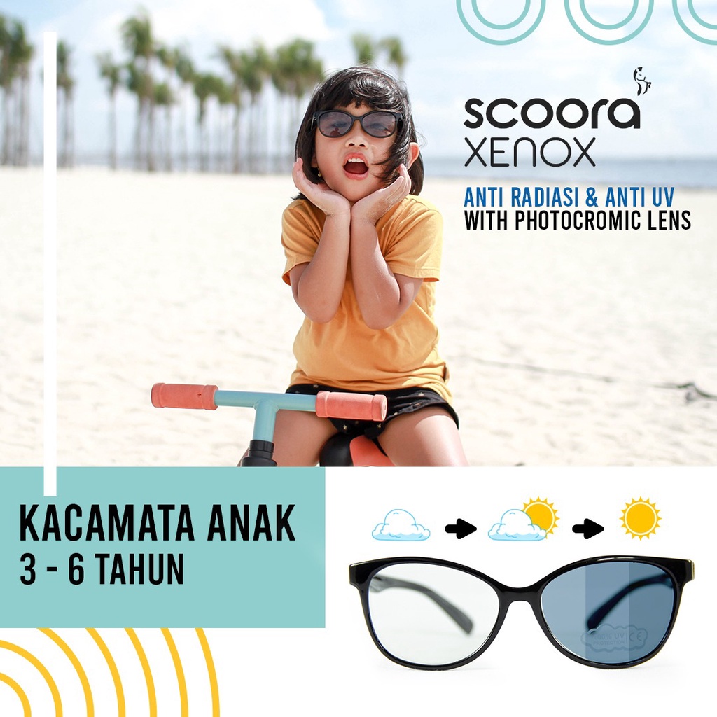 Scoora Xenox Kacamata Anak Anti Blue Ray dan UV, Photocromic