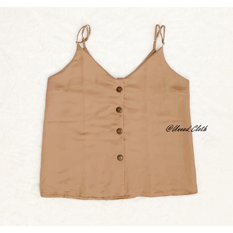Uneed Cloth / TANKTOP WANITA POLOS / TENGTOP / TANKTOP JUMBO / TANGTOP / TANK TOP KANCING / LYLA XXL-Coffee